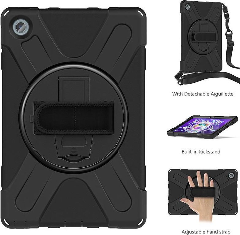 Mbulesë tableti eSTUFF AUSTIN Defender ES681905, për Lenovo Tab M10 Plus Gen 3 10.6", me rrip dore dhe shpatulle, e zezë