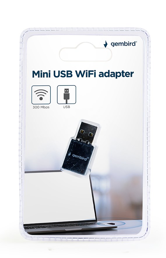 Përshtatës WiFi Gembird WNP-UA300-01, 300Mbps, USB, i zi