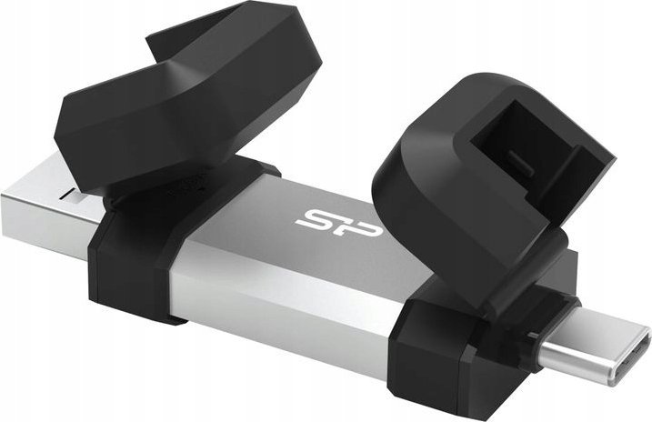 USB Силикон Пауер Мобиле C51, 128GB, USB 3.2 со USB A и Тип C, сребрена