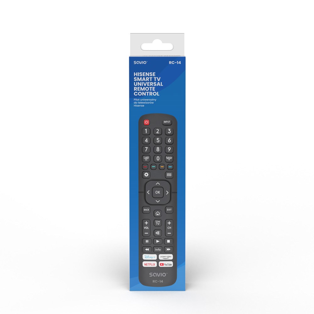 Pilot televizori Savio RC-14, universal për Hisense, Smart TV, i zi