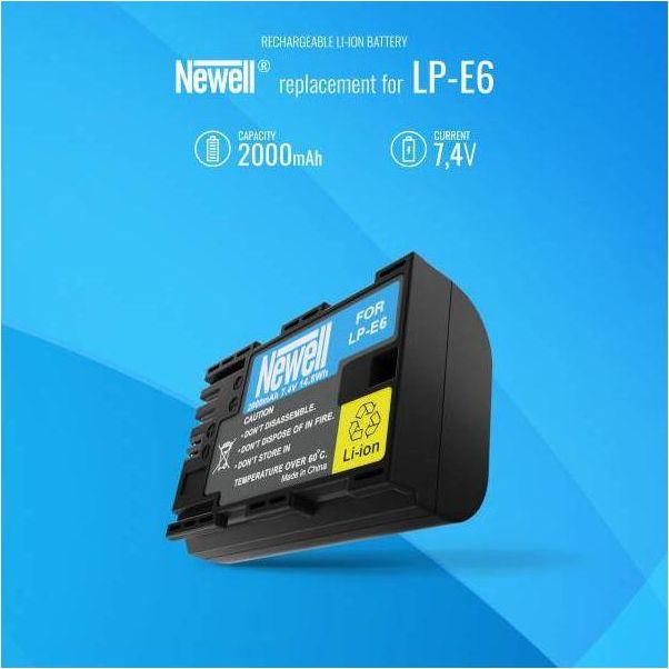 Bateri për aparat Newell LP-E6, 2000mAh, Li-ion, e zezë