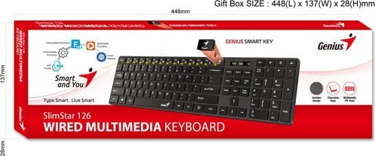 Tastierë Genius SlimStar 126 Copilot, me kabllo USB, layout CZ SK, e zezë