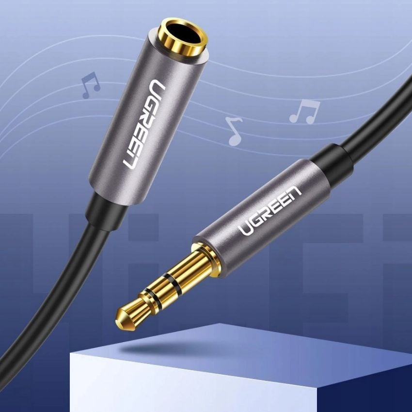 Kabllo audio Ugreen 10594, Jack 3.5mm në 3.5mm, 2m, argjendtë