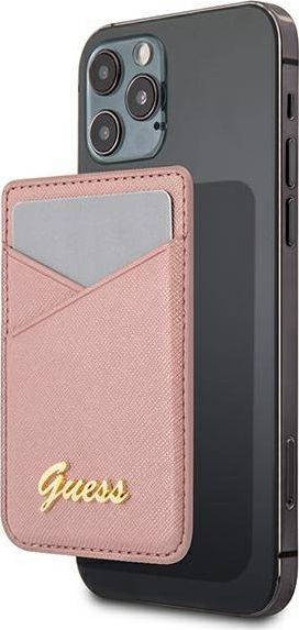 Kuletë kartash për celular Guess Saffiano GUWMSSASLPI, rozë