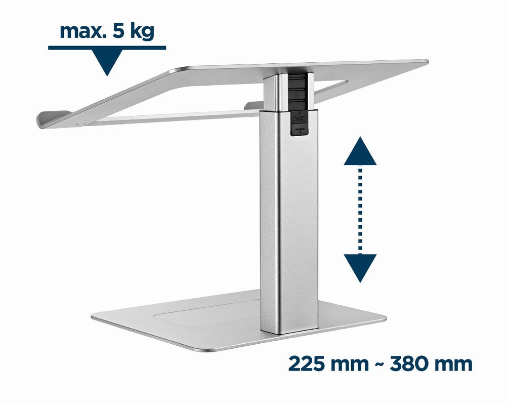 Stendë laptopi Gembird NBS D1 02, deri 15.6", alumin, argjendtë