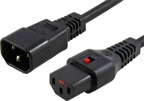 Kabllo rryme MicroConnect IEC LOCK C13 në C14, 1.5m, 10A 250V, e zezë