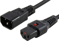 Kabllo rryme MicroConnect IEC LOCK C13 në C14, 1.5m, 10A 250V, e zezë