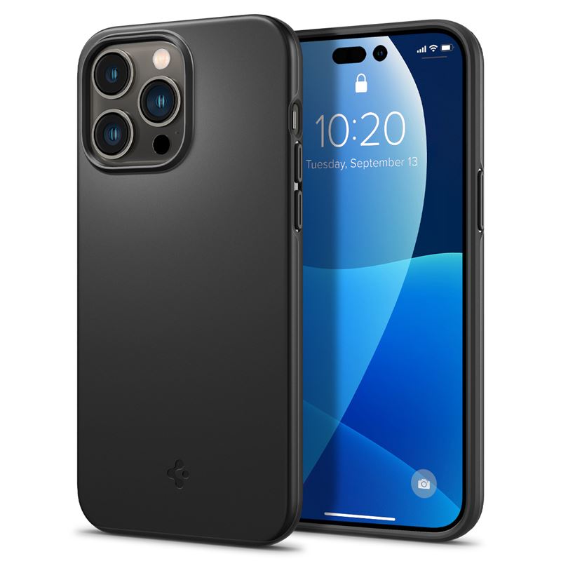 Mbështjellëse për iPhone 14 Pro Spigen Thin Fit, e zezë