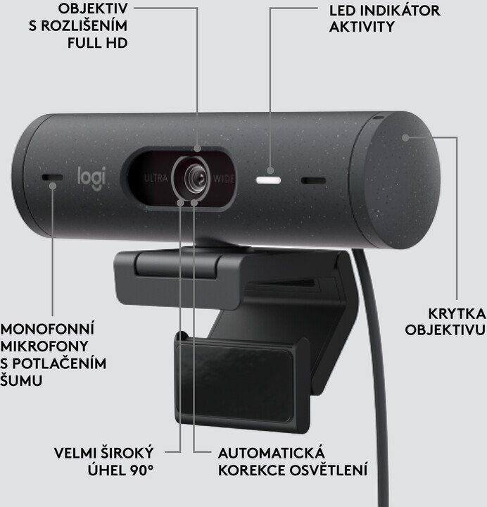 [OUTLET] Ueb kamerë Logitech Brio 500, gri