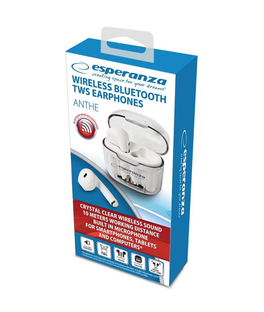 Dëgjuese Esperanza EH237W, Wireless, të bardha