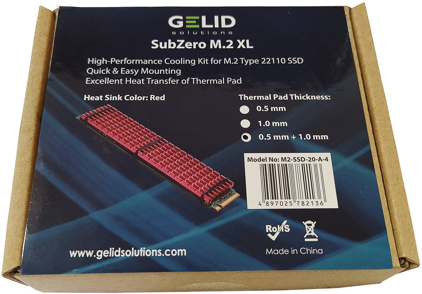 Ftohës SSD M.2 Gelid SubZero XL, për 22110, i kuq