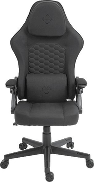 Karrige lojërash Deltaco DC130, pëlhurë lino, ergonomike, e zezë