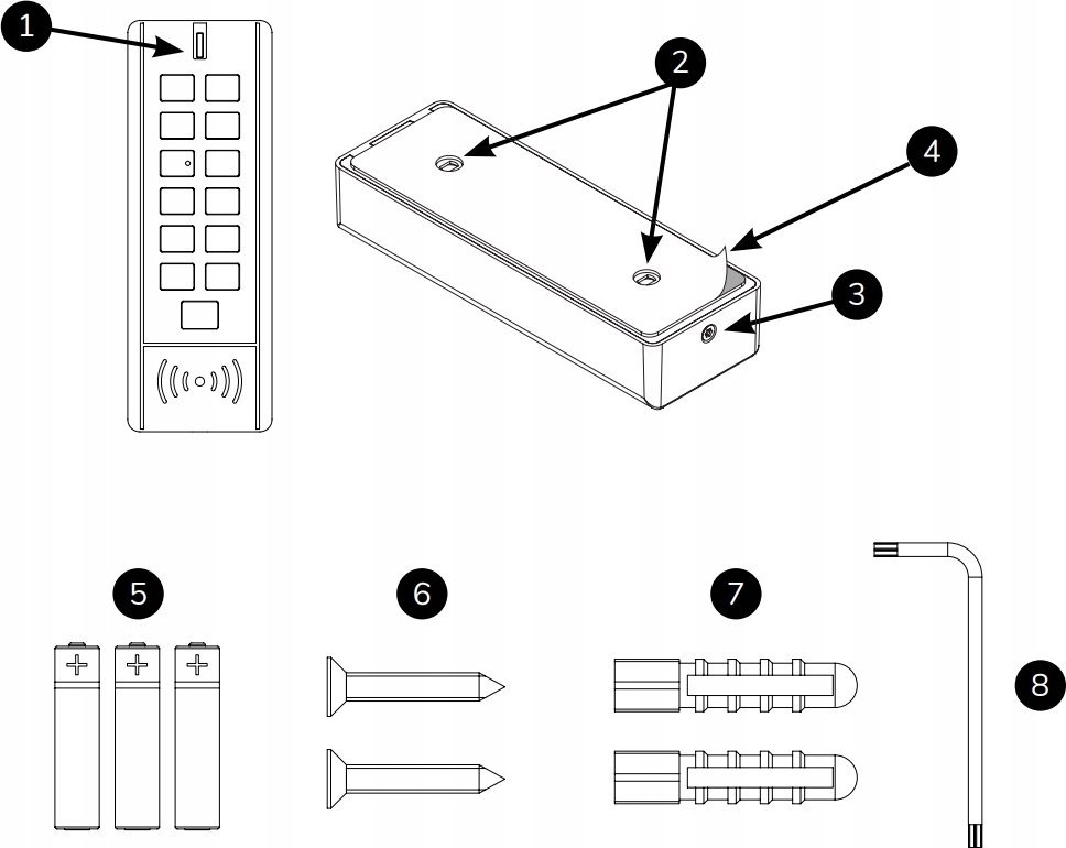 Tastierë inteligjente Tedee TKV1.0A, PIN deri 100 kode, rezistente moti, gri