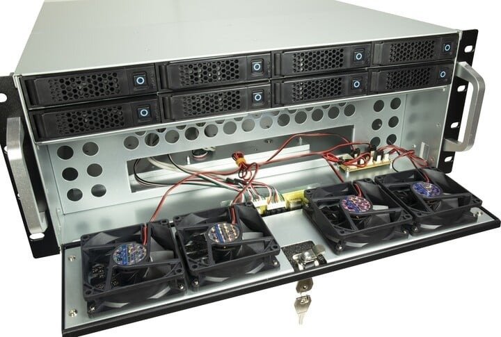 Kuti serveri rack Inter-Tech 4U-4708, 4U, 8 slote hot-swap, e zezë