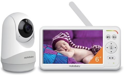 Monitor bebe HELLOBABY Video Baby Monitor, ekran 6", lidhje 2.4GHz, i bardhë