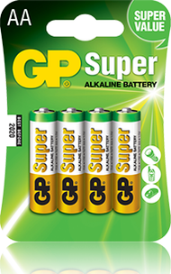 Bateri alkaline GP Super AA, 1.5V, paketim 4 copë