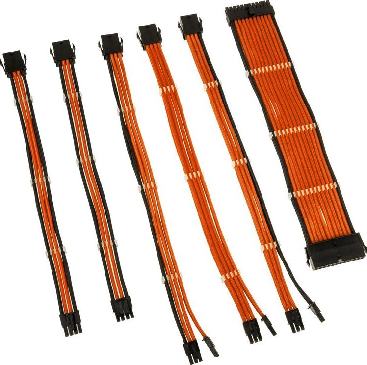 Set kabllosh zgjatës për PC Kolink Core Adept, braided, 6 pjesë, portokalli