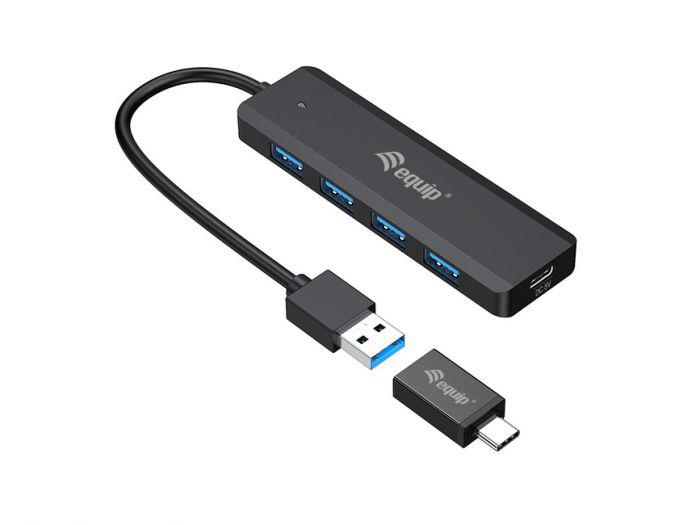 Hub USB Equip 4 Port, USB 3.2 Gen 1, me adapter USB C, i zi
