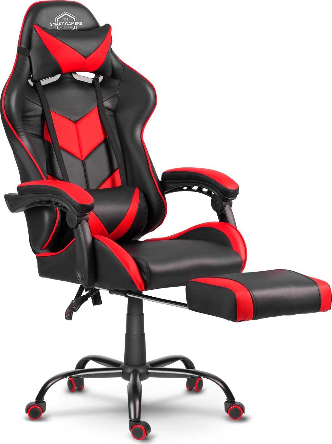 Karrige gaming Sofotel Cerber, me mbështetëse këmbësh, e kuqe