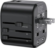 Karikues udhëtimi USAMS T55 US CC173, 2xUSB 12W, adapter universal 4 në 1, i zi