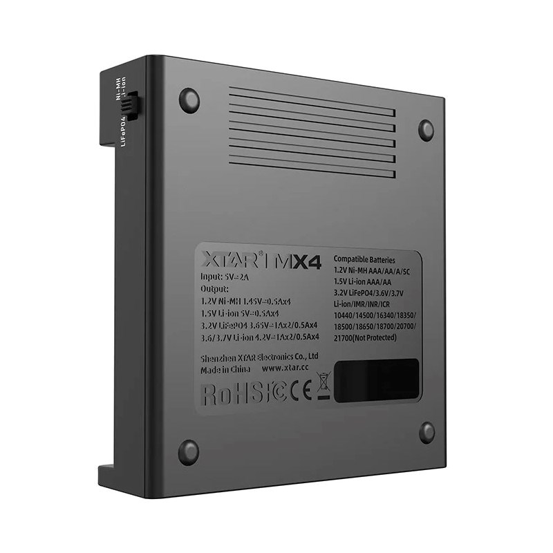 Karikues baterish XTAR MX4, 4 kanale, Li-Ion Ni-MH LiFePO4, i zi