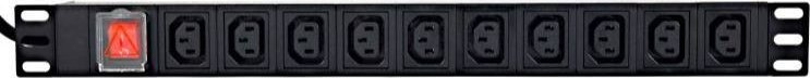 Kabllo vazhduese Gembird Power Strip PDU 10xC13 1U 16A C19, 2m, Rack, e zezë