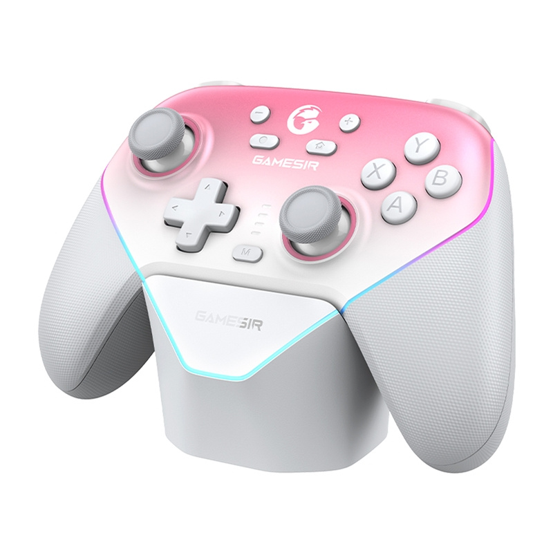 Gamepad wireless GameSir Super Nova, tri-mode, RGB, i bardhë rozë