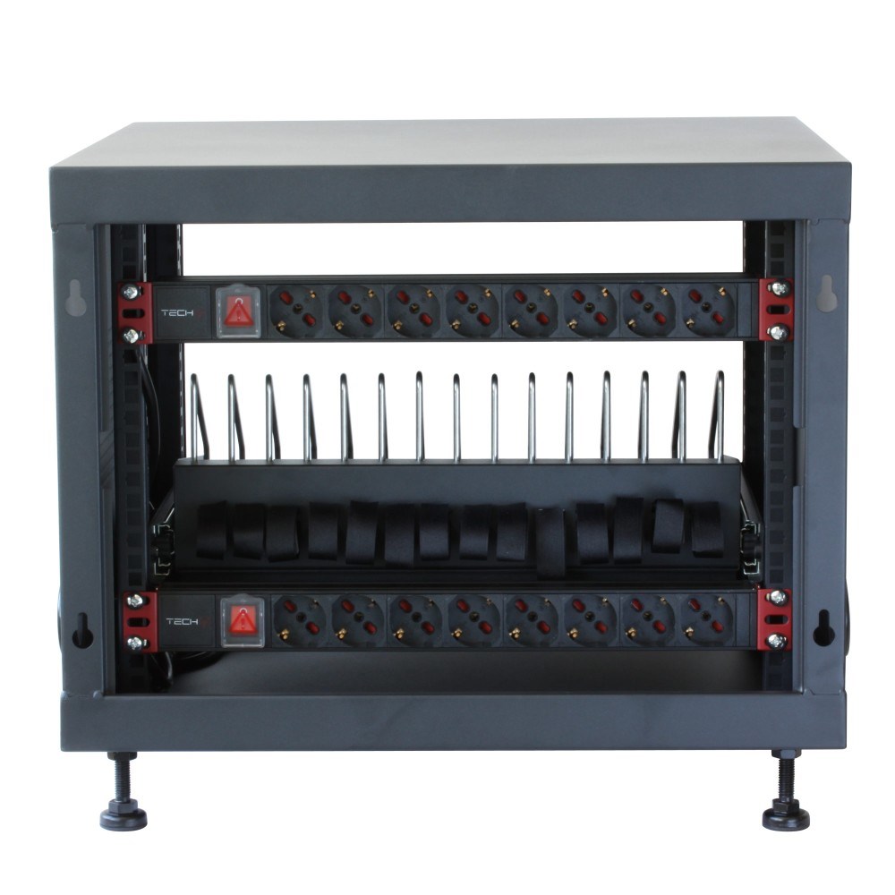 Kabinet karikues Techly 367652, 14 laptopë, 16 dalje AC, gri