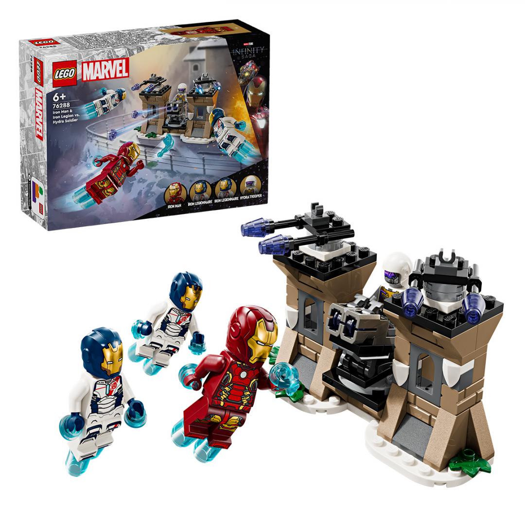 Set lodrash Marvel Iron Man dhe Iron Legion vs Hydra Soldier, figura aksioni, për fëmijë