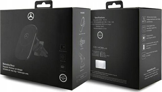 Mbajtës telefoni me karikim wireless Mercedes MEWCCGSLK, 15W, për grilë ajri dhe xham, i zi