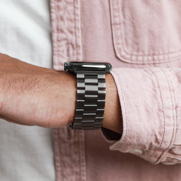 Rrip ore Vonmählen Link Bracelet 2 për Apple Watch 40/41mm, çelik inox 316L, mekanizëm butterfly, gri granite