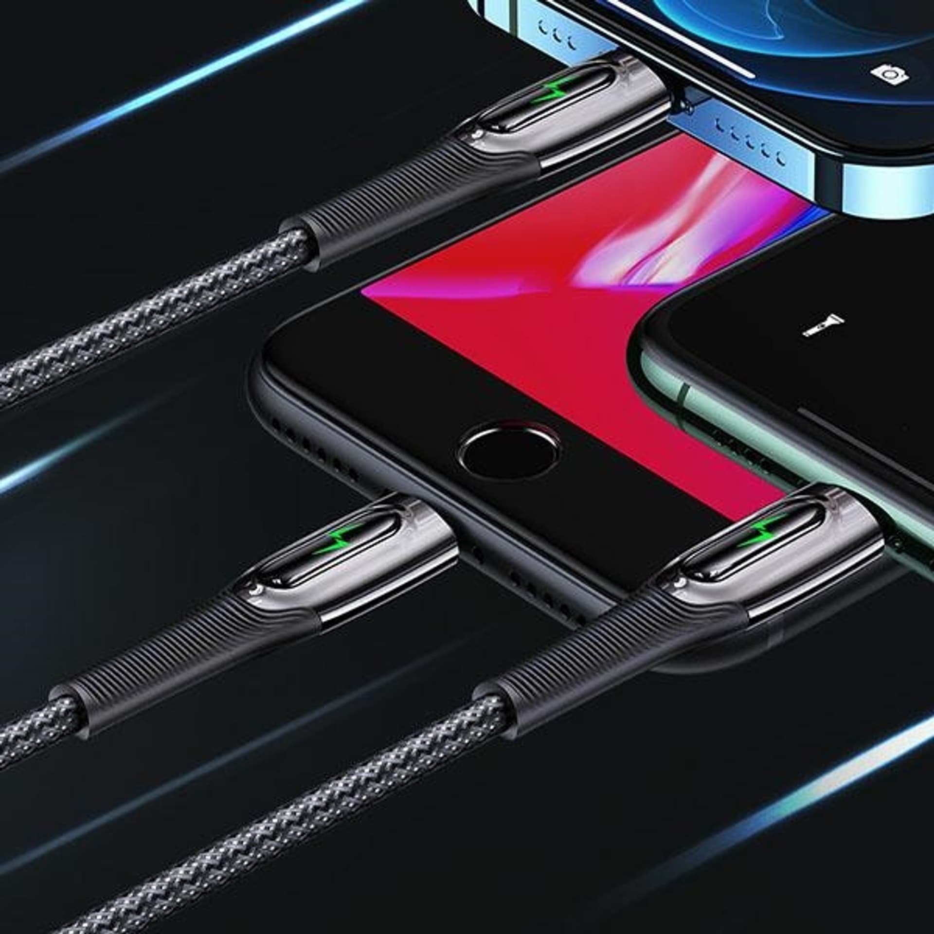 Kabllo karikues Usams Braided, USB C në Lightning 20W PD, 1.2m, gri