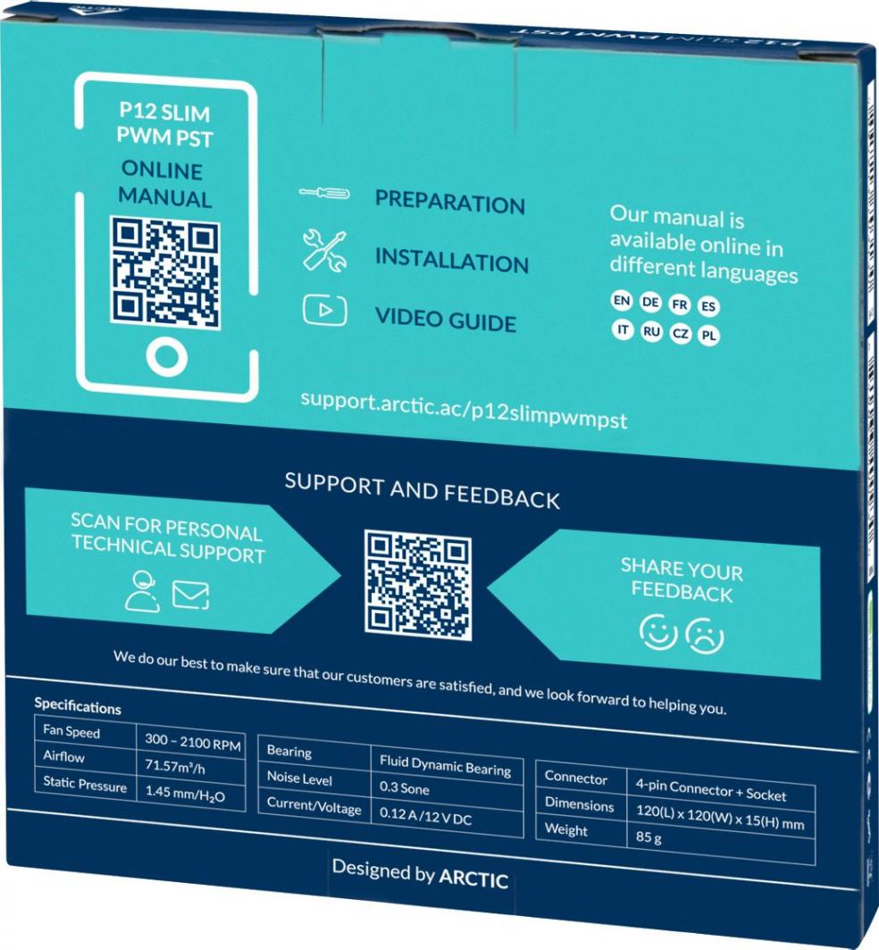 Ftohës Arctic P12 Slim PWM PST, 120 mm