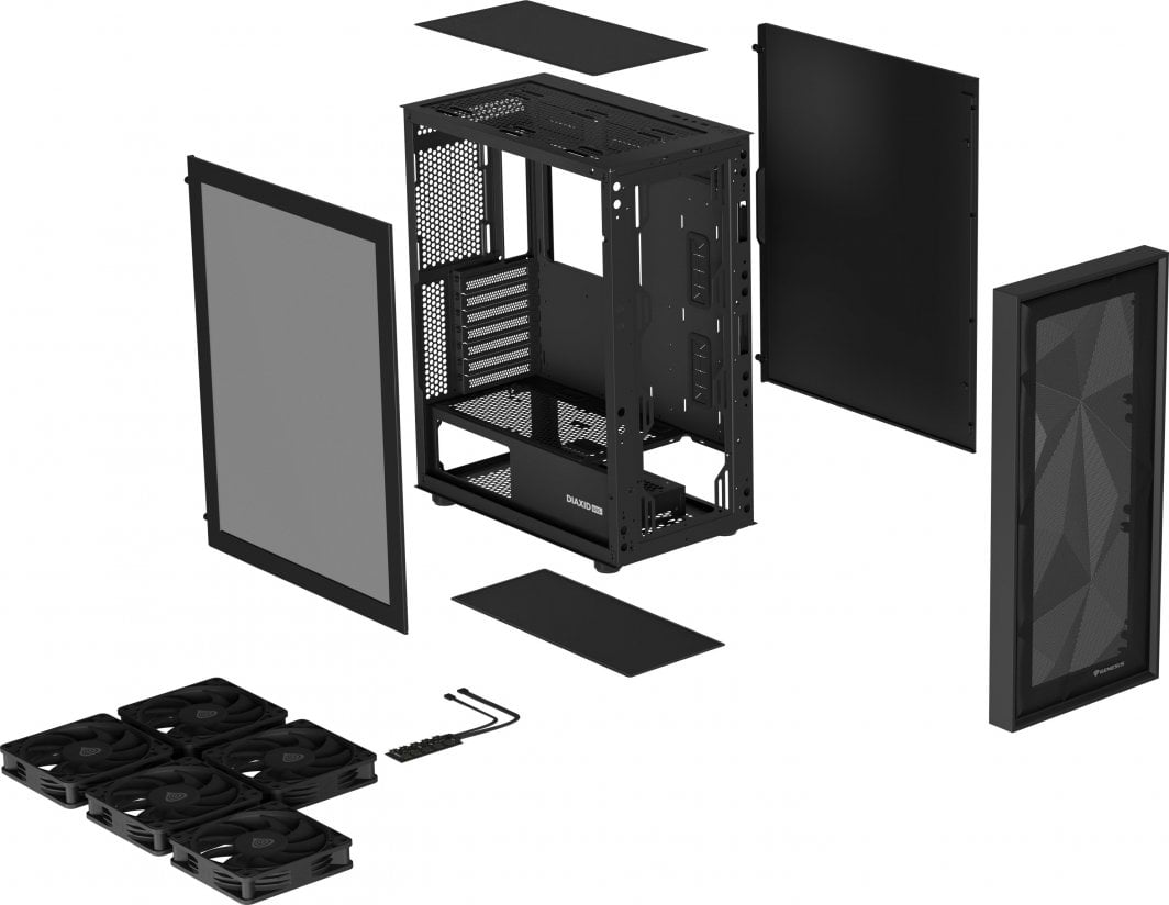 Kasë Genesis Diaxid 605F, e zezë, Midi Tower