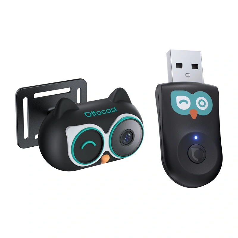 Adapter makinë Ottocast CarPlay Wireless me Car Nanny, kamerë kabine, i zi