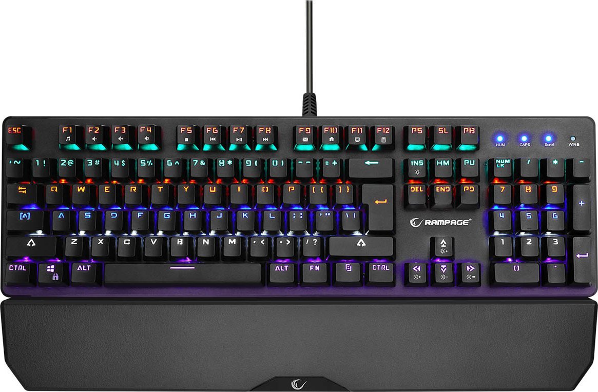 Tastierë mekanike gaming Rampage Gear KB R86 Umbra, 26 key anti ghosting, 12 taste multimediale, e zezë