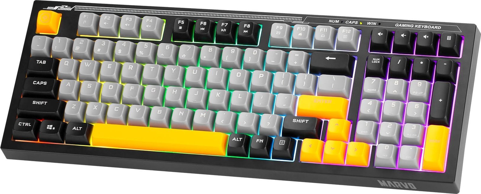 Tastierë gaming Marvo K638B, USB, ndriçim rainbow, e zezë