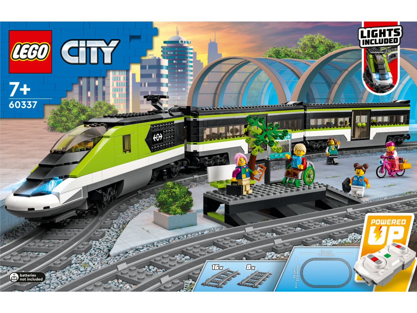 Lodër tren pasagjerësh Lego City Express 60337, me telekomandë, për fëmijë 7+