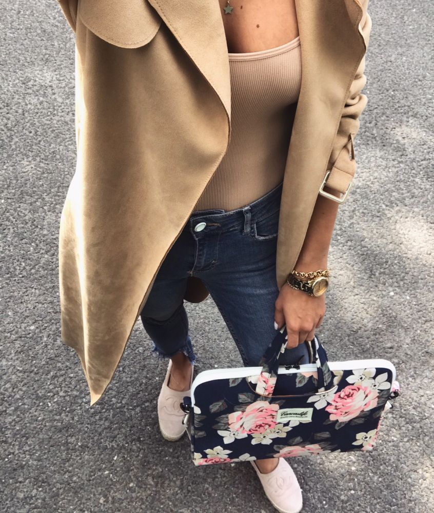 Çantë laptopi CANVASLIFE13-14, e kaltër me lule