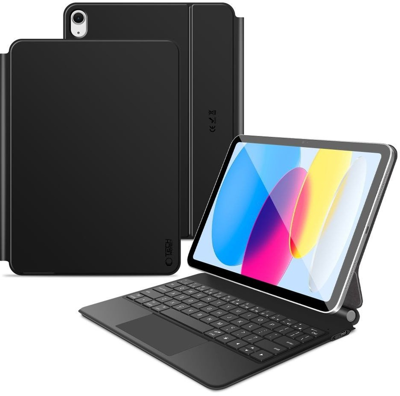 Mbulesë me tastierë Tech-Protect SmartCase për iPad 10.9" 2022, tastierë me ndriçim, touchpad, e zezë