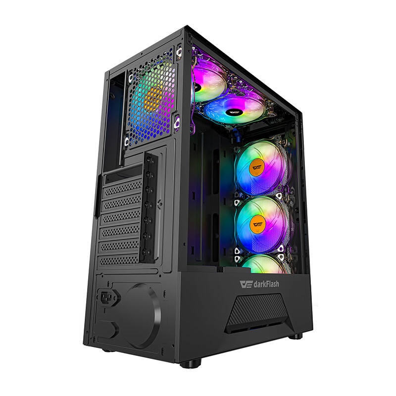 Kutia kompjuterike Darkflash DLM23, Middle Tower ATX mATX ITX, panel xhami i temperuar, e zezë