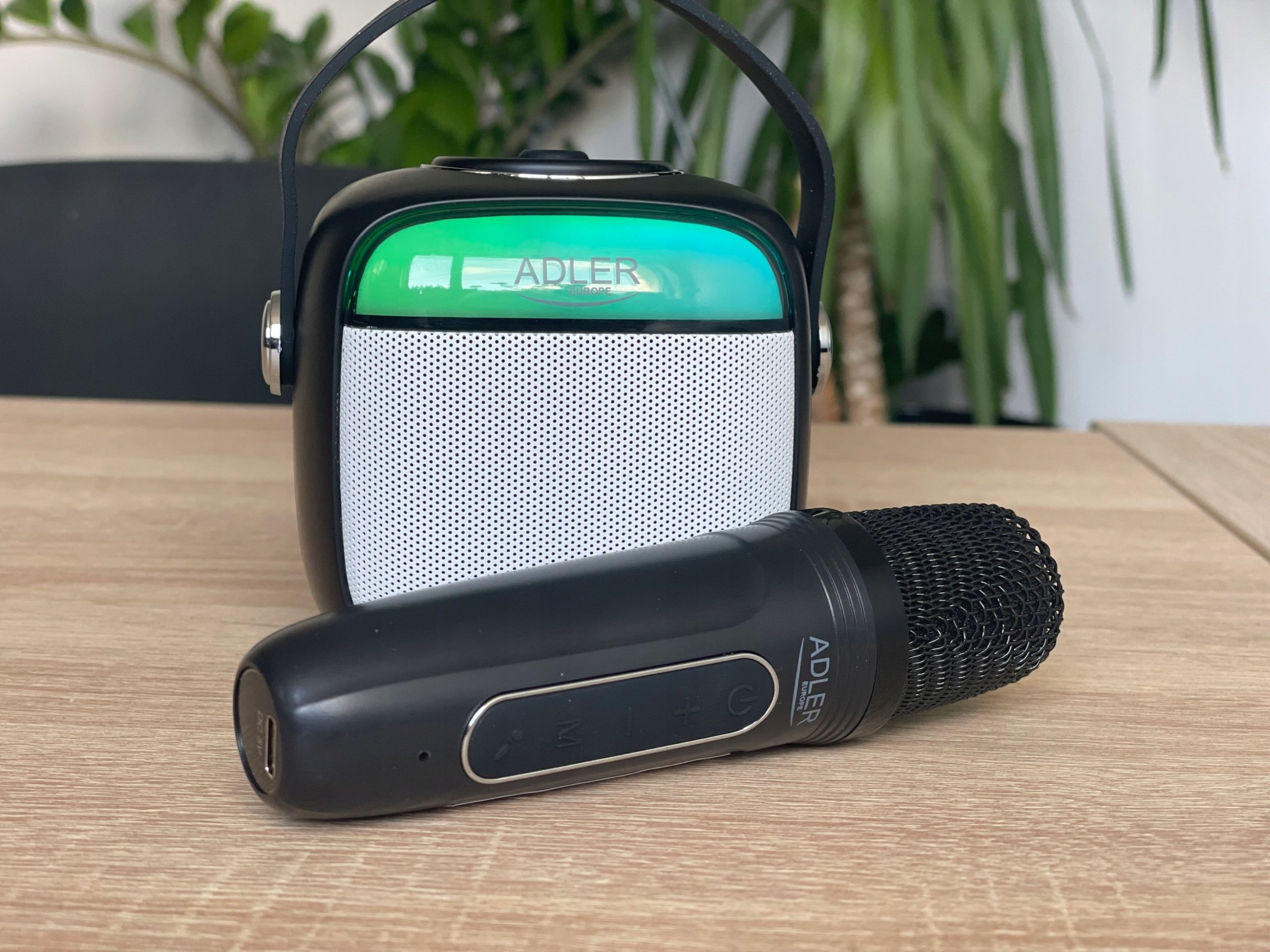 Kuti karaoke Adler AD 1199 me mikrofon, 8 orë bateri, Bluetooth 5.1, USB C, e zezë