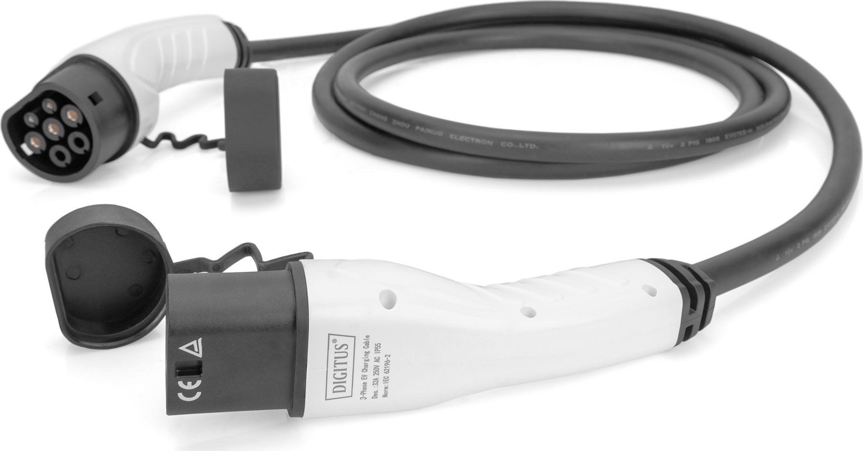 Kabllo karikimi për vetura elektrike Digitus DK-3P16-075 Type 2 në Type 2, 11kW, 7.5m, gri
