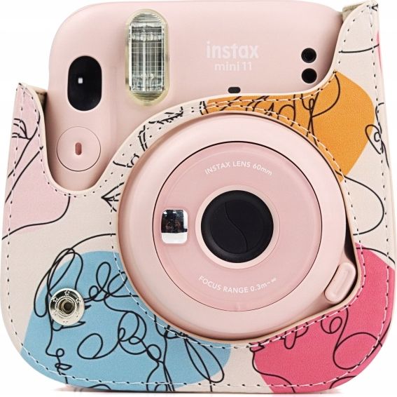Këllëf LoveInstant për Fujifilm Instax Mini 11 Line Art, lëkurë eko, me rrip, ngjyrë krem