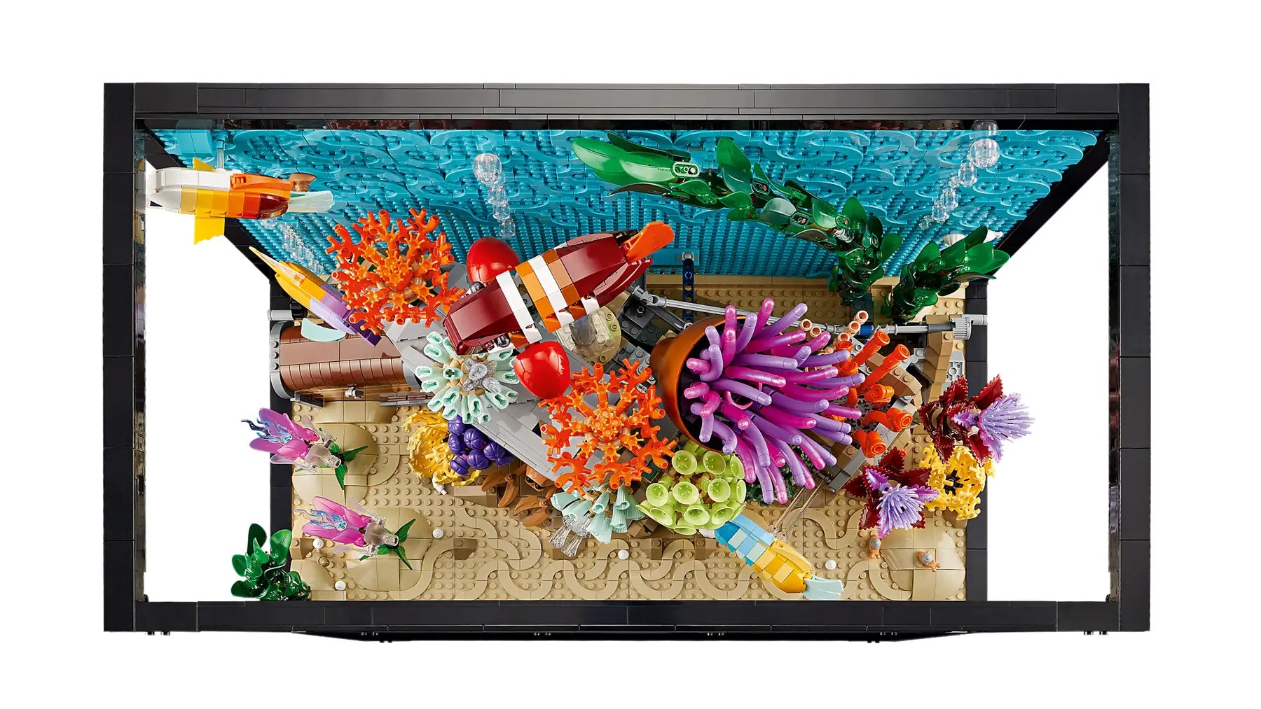Set ndërtimi dekorativ Tropical Aquarium, model akuarium tropikal, shumëngjyrësh
