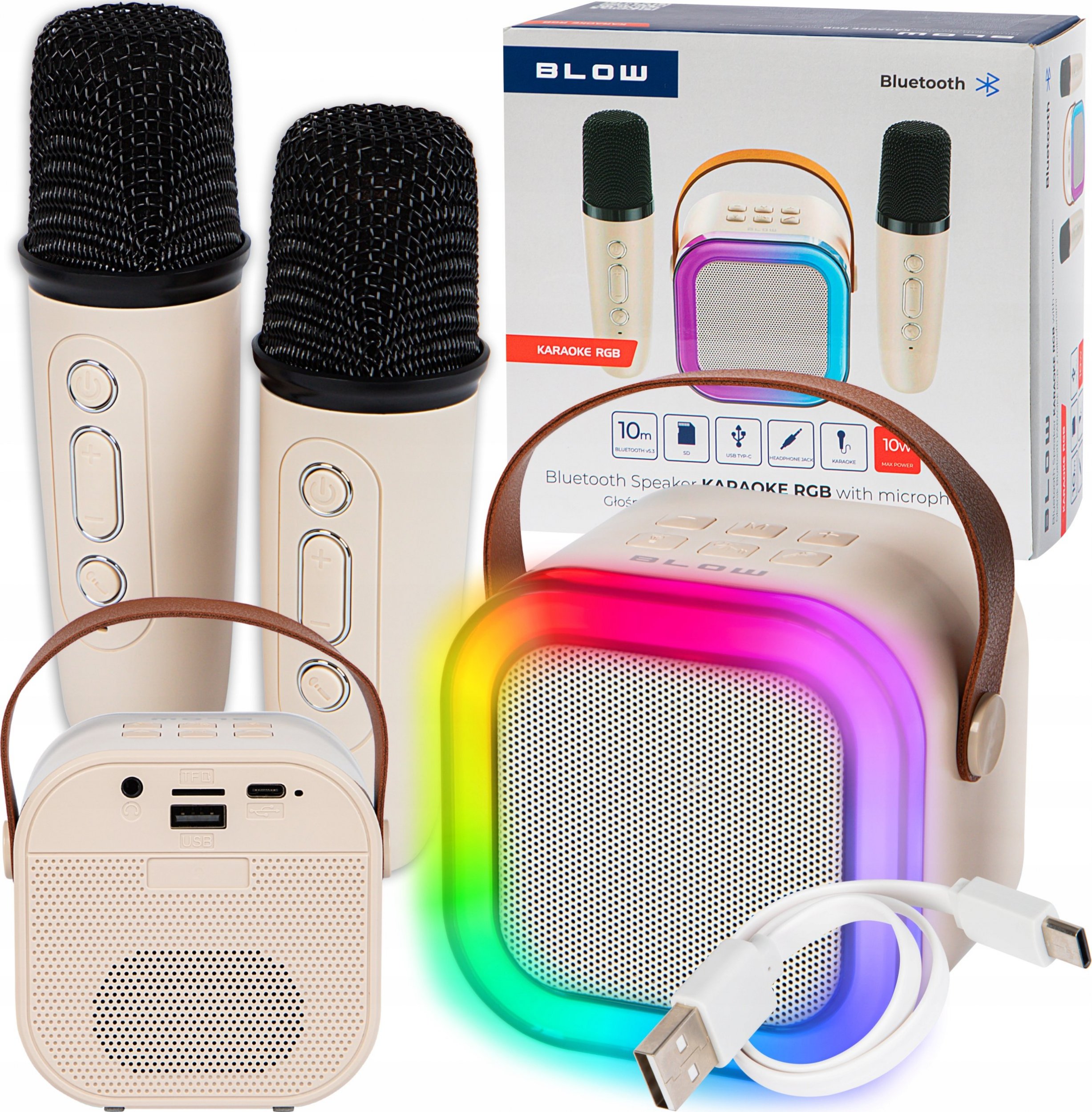 Кутија музичка Blow Караоке Bluetooth, со микрофони, RGB осветлување, црна