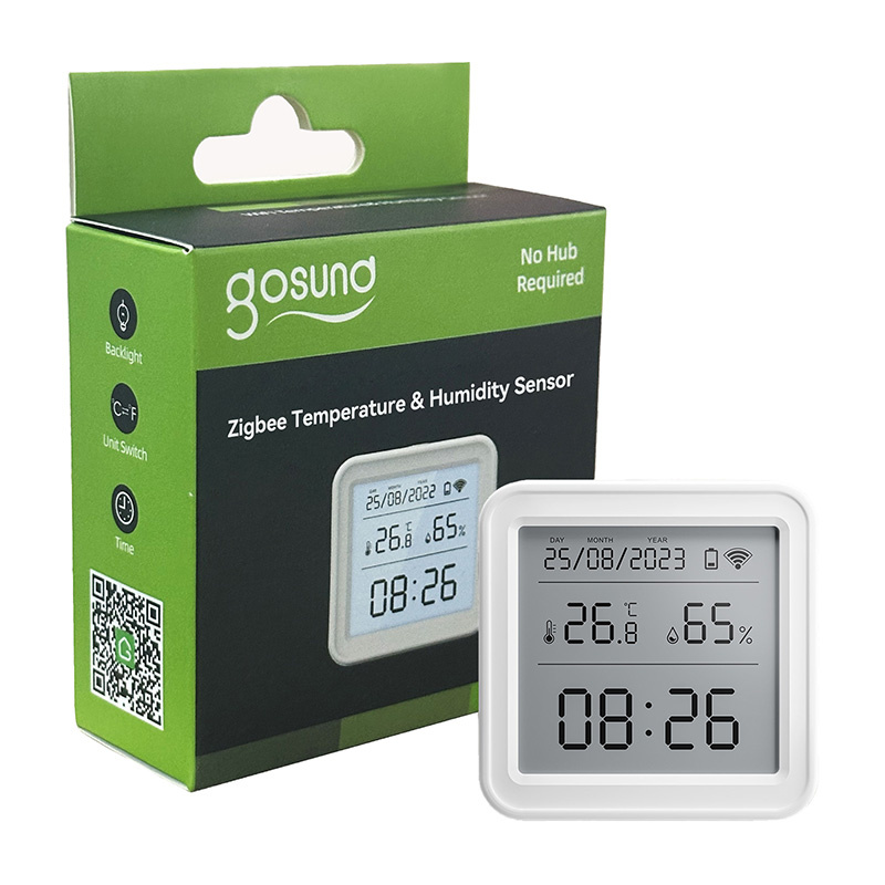 Sensor smart temperature dhe lagështie Gosund ST17, Zigbee, ekran LCD, i bardhë