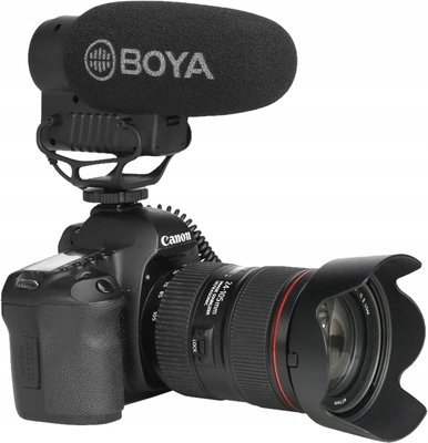 Mikrofon shotgun Boya BY-BM2040, super cardioid, për kamera dhe smartphone, i zi