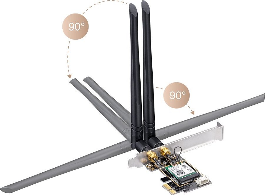 Kartë rrjeti Cudy WE3000, Wi‑Fi 6E, Bluetooth 5.2, me antena të jashtme