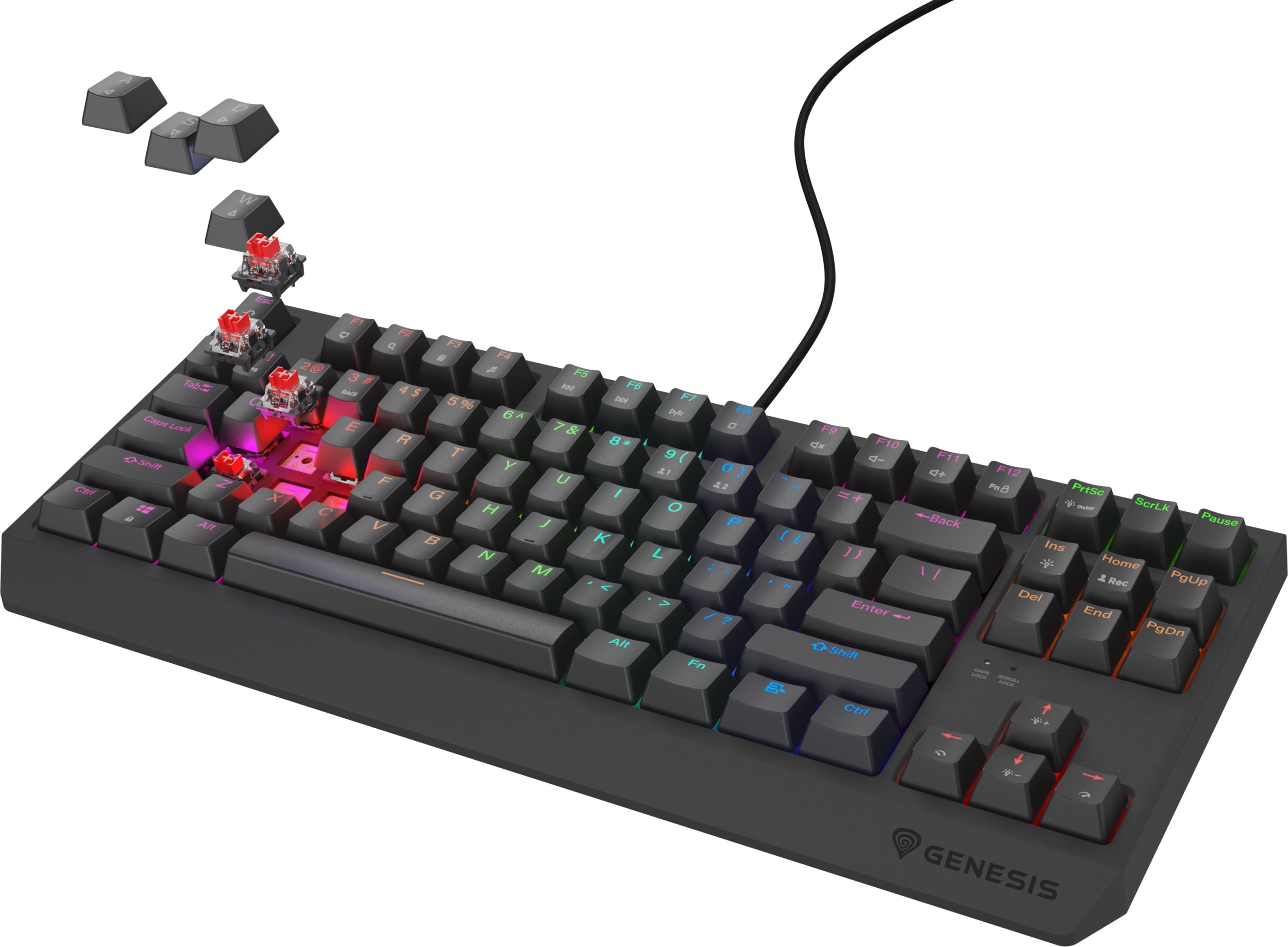 Tastierë mekanike gaming Genesis Thor 230 Lite TKL, RGB, Hot Swap, me kabllo USB, ANSI, e zezë 2